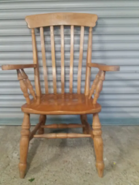 Quality Farmhouse Carver Chair Heavy Chunky Solid Pine. Used but good condition.