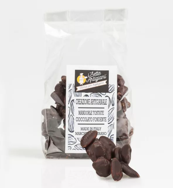 Mandorle Tostate glassate cioccolato fondente i 7 Artigiani snack