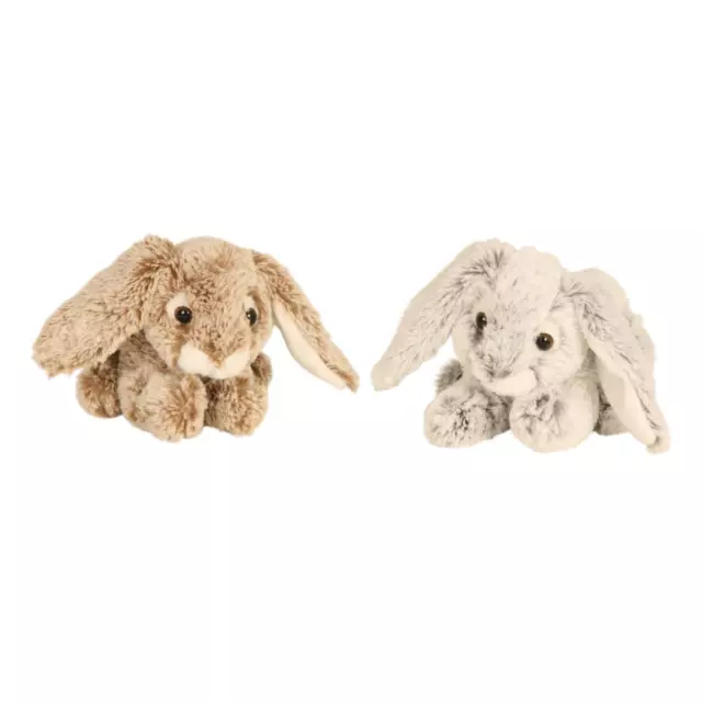 2 Stück Kaninchen Grau und Braun Kuscheltier 23 cm Plüschtier Stofftier Hase