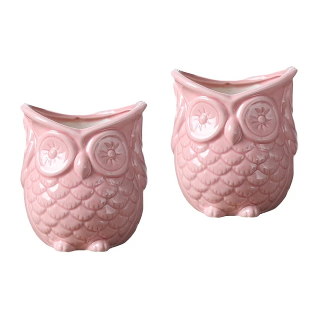 2x Balkon Pflanzer Keramik Blumentöpfe Eule Keramik Topf Porzellan Blumentopf