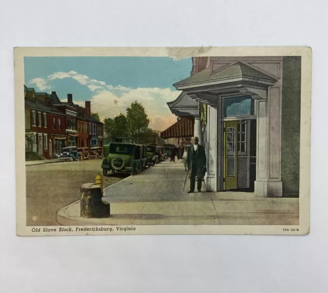 Vintage Postcard 1920's Old Slave Block Fredericksburg Virginia VA As Is