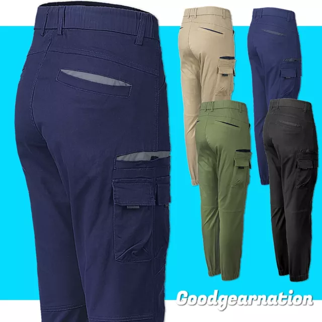 Work Pants Men Cargo Trousers BigBEE Stretch Cotton Elastic Waist BigBEE UPF 50+