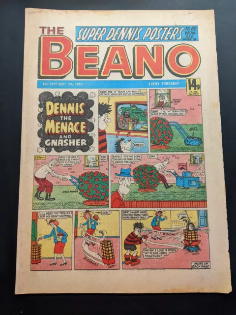 Beano Comic No 2251 September 7th 1985, Dennis the Menace, FREE UK POSTAGE