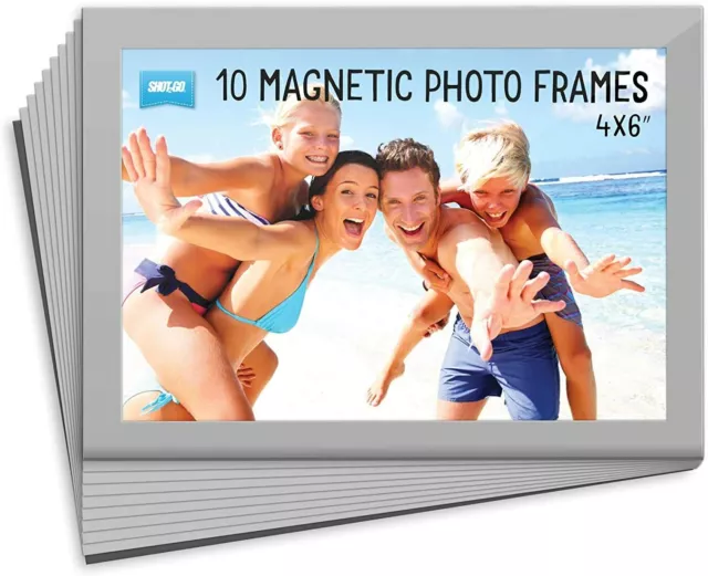 10 Pack Shot2Go Silver Magnetic Photo Fridge Frames (Holds a 6x4 inch photo)