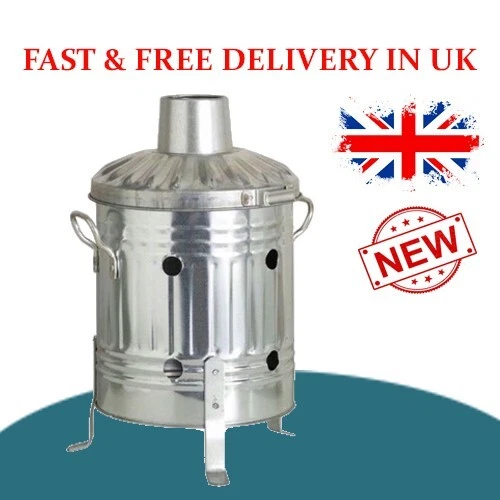 GARDEN FIRE BIN Incinerator Galvanised Metal Rubbish Trash Waste Burner