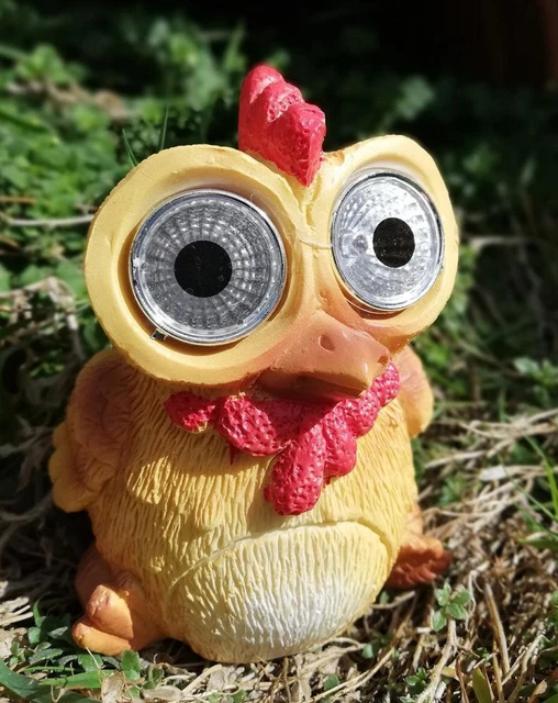 Solarleuchte Bauernhof Tier Gartenornament Deko Harz mit LED Augen 4er Set 7