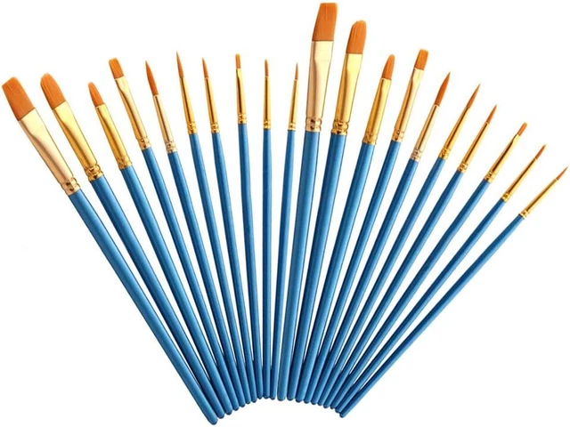 Set di 20 Pennelli da Pittura Pennelli per Capelli in Nylon per Pittura Acr