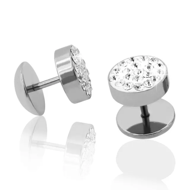 Ein Paar süße Glitzer Edelstahl Fakeplugs Ohrstecker Glitzerstein Strass Stern