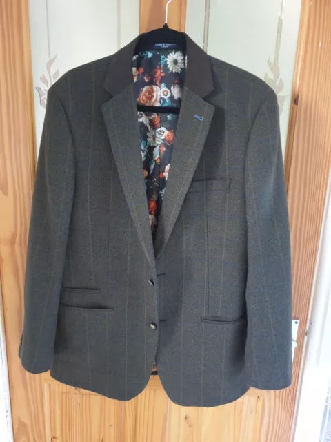 Sawyers & Hendricks Mens Tweed Blazer Suit Jacket Grey Brown Check 40R 40" Chest