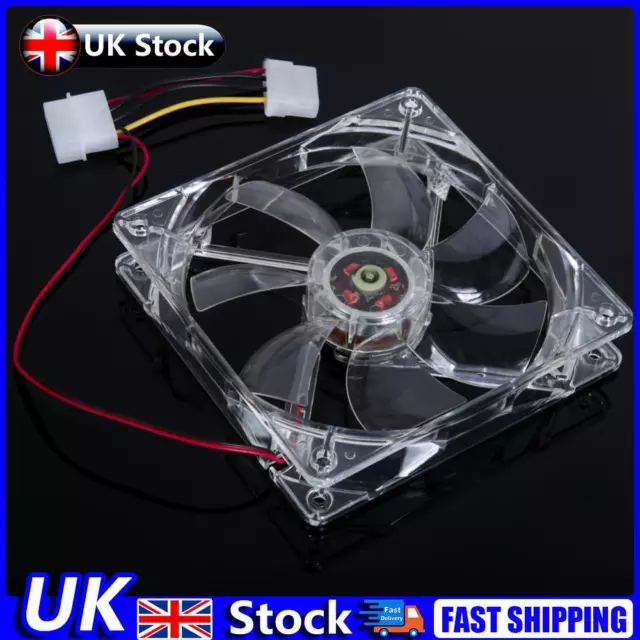 120mm PC Computer Clear Case Quad 4 LED Light CPU Cooling Fan 12cm UK