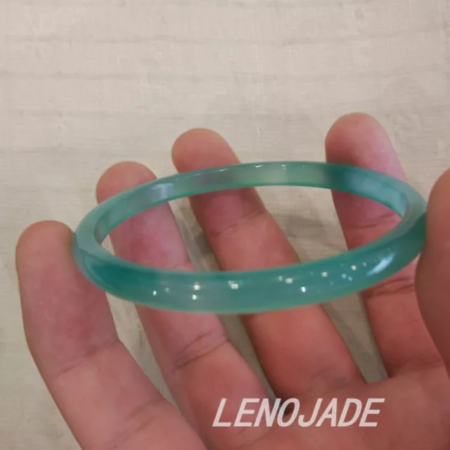 Small Cut 54-55MM Natural Icy Green Translucent Jade Bangle Bracelet af0021