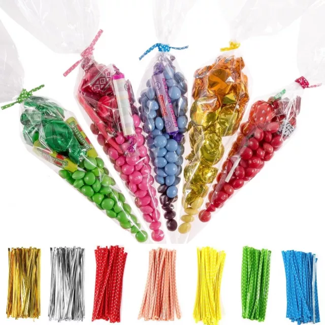 CLEAR CELLOPHANE CONE BAGS LARGE FOOD SWEET CANDY KIDS Party Favour Cones cello