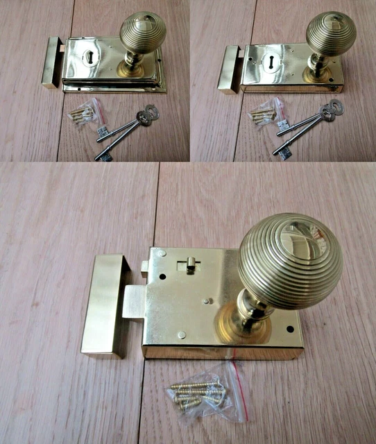 IronmongeryWorld Rim Lock Door Knob Set – Bathroom/Bedroom Snib Latch, Old Retro Victorian Style