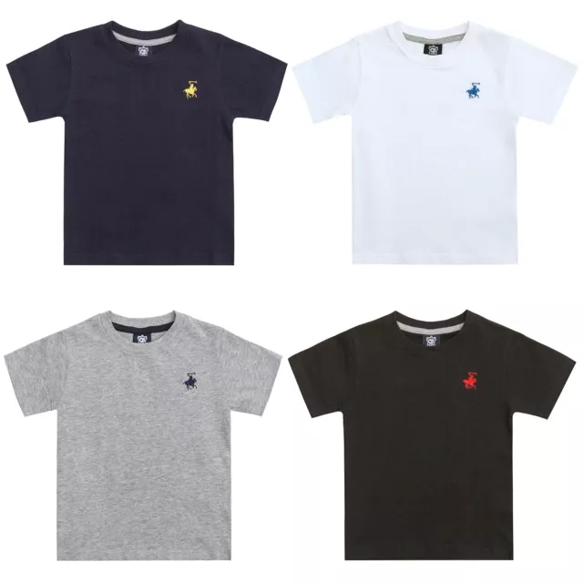Boys T-Shirt Short Sleeve Top Summer Horse Logo 100% Cotton Children's 7-13 Yrs