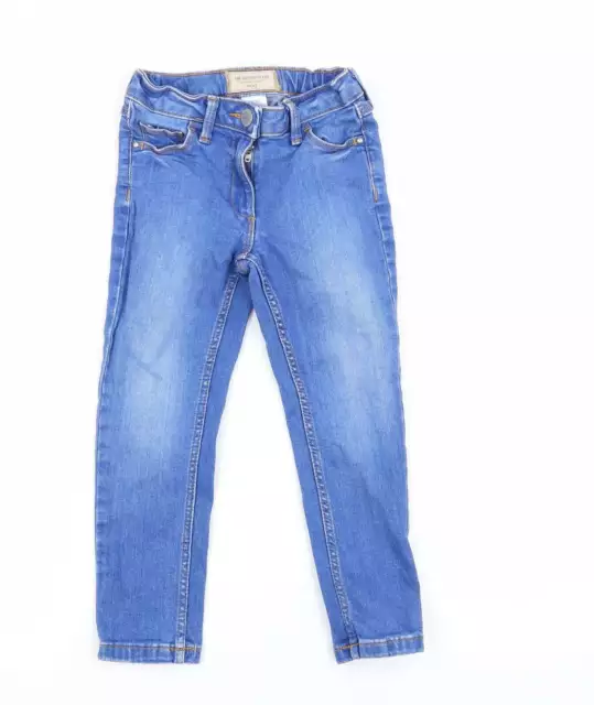 NEXT Girls Blue Cotton Skinny Jeans Size 5 Years Regular Zip