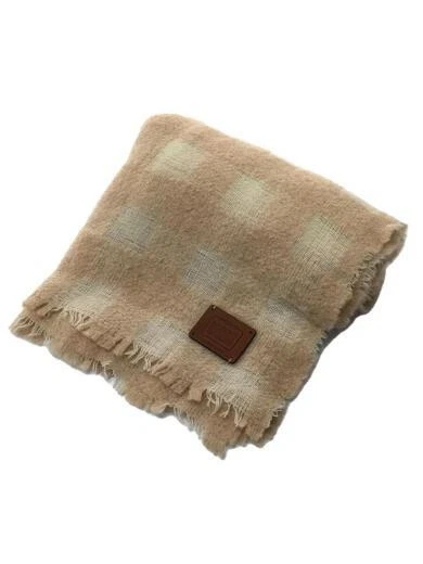 HERMES Scarf Wool BEG Check Women s E7804 32113