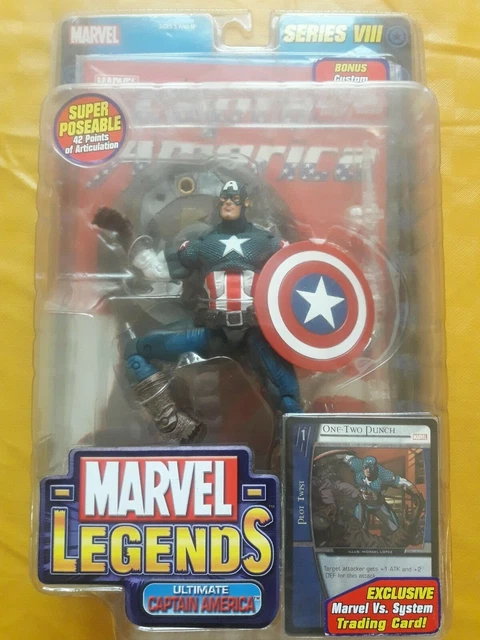 Marvel Legends Captain America Ultimate – Version Bleue Rare, Série 8 Toy Biz, Occasion