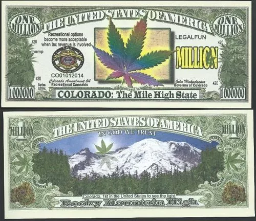 Colorado Recreational Marijuana Million Dollars USA Money Bill Novelty Not Real