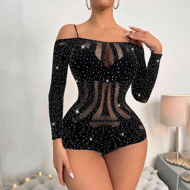 Sexy body calzature da pesca abito strass lingerie sexy per Wo-qi -H7