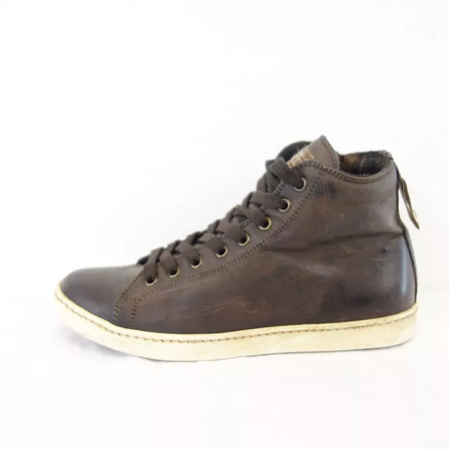 Matchless Chaussures Femmes Baskets Montantes Cuir Marron Foncé Modèle Brighton