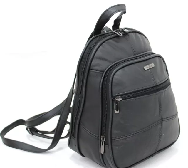 Womens Cowhide Real Leather Rucksack Backpack Shoulder Bag Fashion Handbag Black