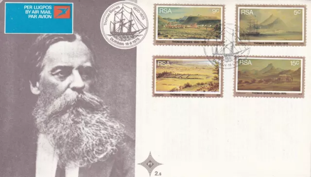 RSA2159) South Africa Commemorative FDC, 18.6.1975, John Thomas Baines 2.6, unad