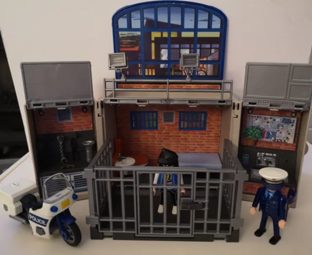 Playmobil 5421 My Take Along Police Station, Jail Cell Bundle, Motorbike, Figure