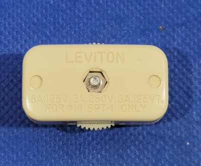 Vintage Beige Leviton AC Line cord lamp switch 6A 125V power switch