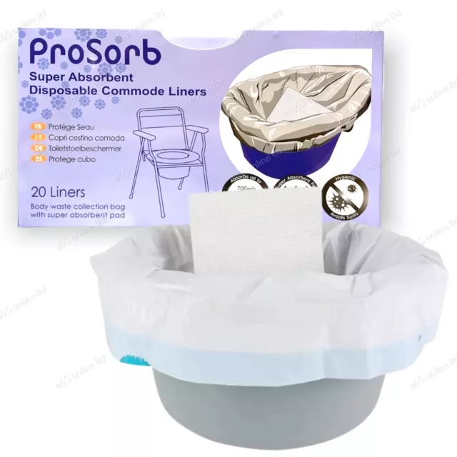 SUPER ABSORBANT Disposable Commode Liners 700ml Bed Pan Incontinence 1- 100 Pack