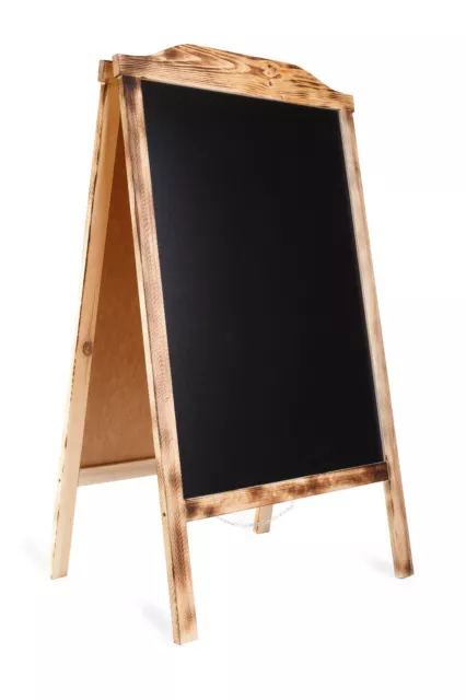 Panneau de trottoir en bois Tableau noir craie Mémo planche 115x65cm