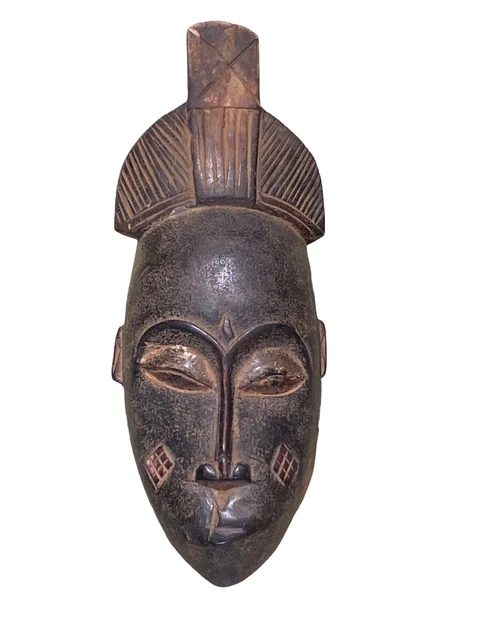 #5475 Superb African Baule Portrait Mask Cote D'ivoire 14.5" H