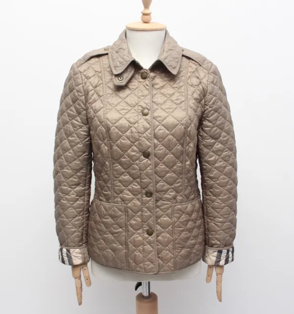 Women's BURBERRY BRIT Quilted Jacket Coat Blazer Nova Check Lined Tag L fits M/L