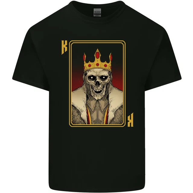 King Carte da Gioco Teschio Gotico Poker Uomo Cotone T-Shirt