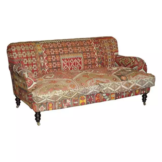Vintage George Smith Kilim Cuscini in piuma divano imbottito a tre posti