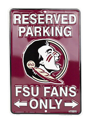 FLORIDA STATE RESERVED PARKING FSU FANS ONLY METAL SIGN MAN CAVE  8"x 12"