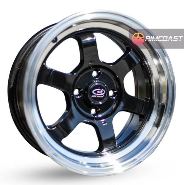 4 PCS ROTA GRID V WHEELS 15X7 4X100 20 67.1 Black with Polish Lip