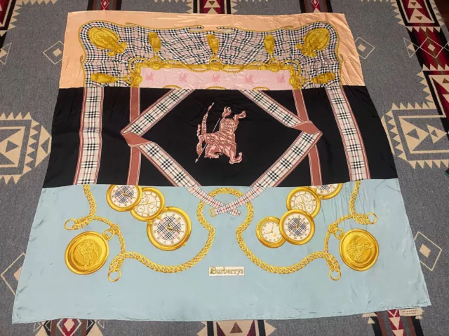 Burberrys Large Scarf Wraps 100% Silk 413961 Watches Time Pieces 34x34 T32