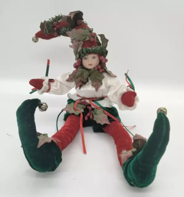 Christmas Posable Elf Doll Figure Whimsical Fantasy 13 in Tall when Standing