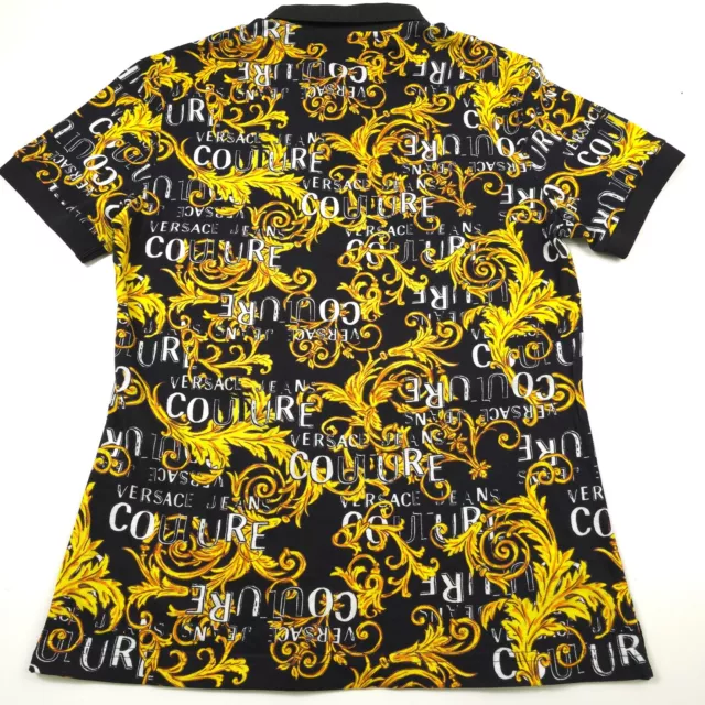 $375 Versace Jeans Couture Piquet Baroque Logo Print Polo Shirt Mens Size Small 3