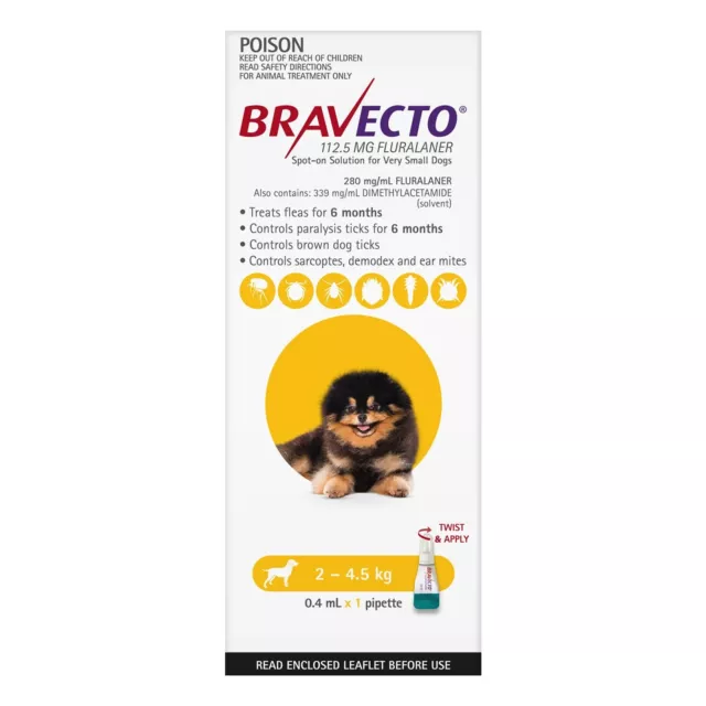 Bravecto Spot On for Dogs Flea and Tick Treatment 6 months 1 Pipette