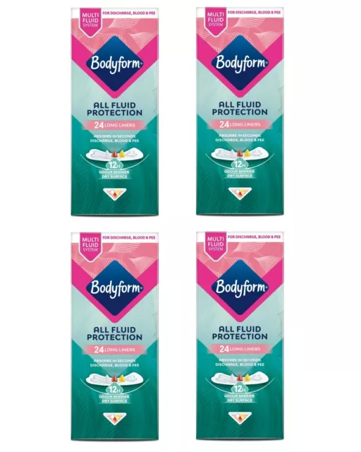 Bodyform Dailies All Fluid Long Panty Liners 24 Per PACK OF 4