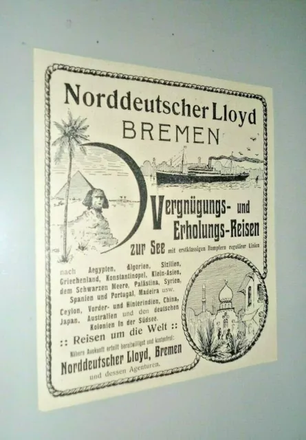 Alte Reklame Werbung Seefahrt Norddeutscher lloyd Bremen 1911