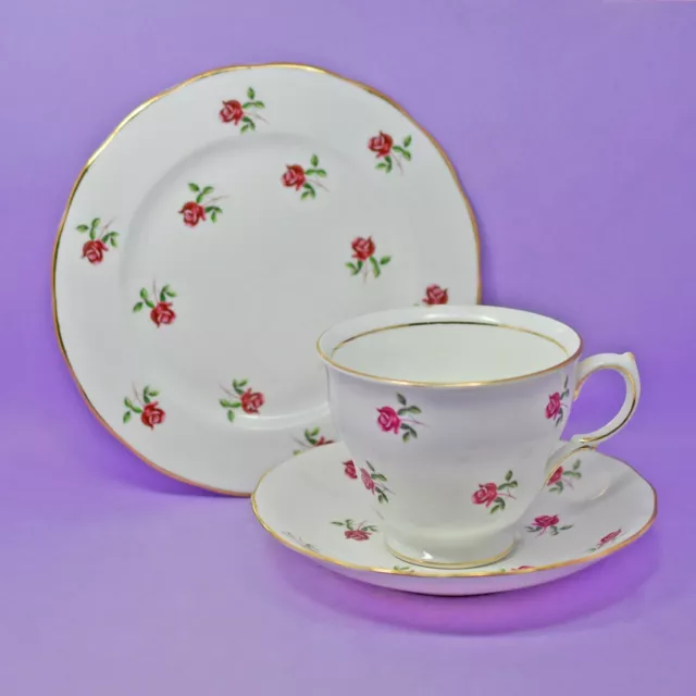 Colclough Patt 7433 Small Pink Roses Trio,Tea Cup, Saucer, Plate,Vintage,England