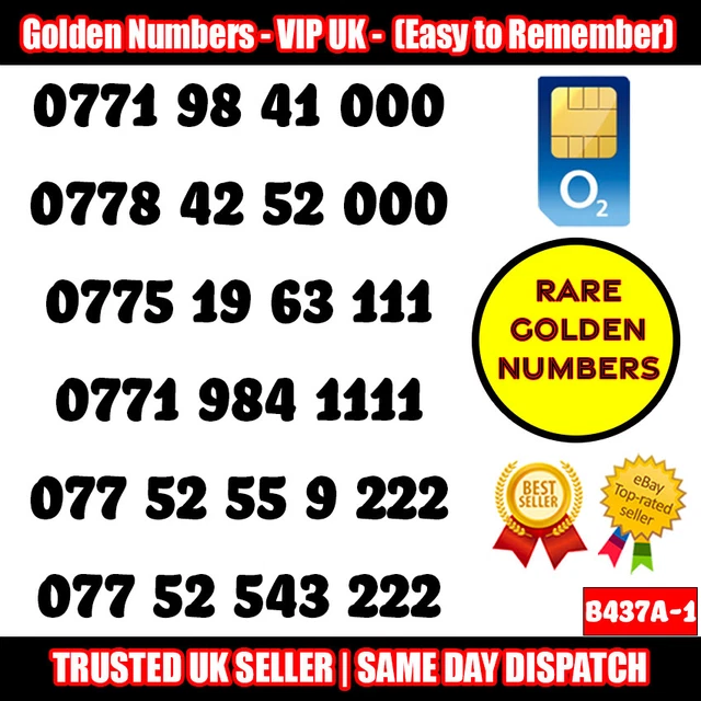 Gold Easy Mobile Number Memorable Platinum Uk Pay As You Go Sim Lot - B437A-1