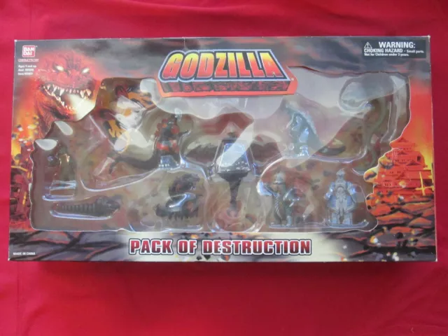 Godzilla Pack Of Destruction 10 Piece Mini Figure Set 2003 Open Box, Complete!
