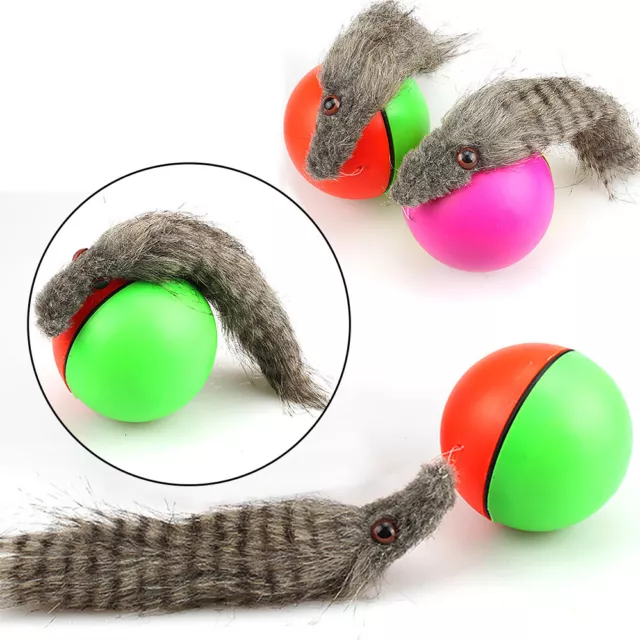 8x21cm Dog/Cat New Appears Pet Toy Funny Motorized Weasel Moving Rolling Ball