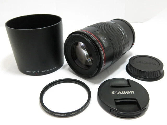Canon Macro Ef 100Mm F2.8 L Is Usm Lens Et-73 Genuine Hood With Filter Tube Cn64