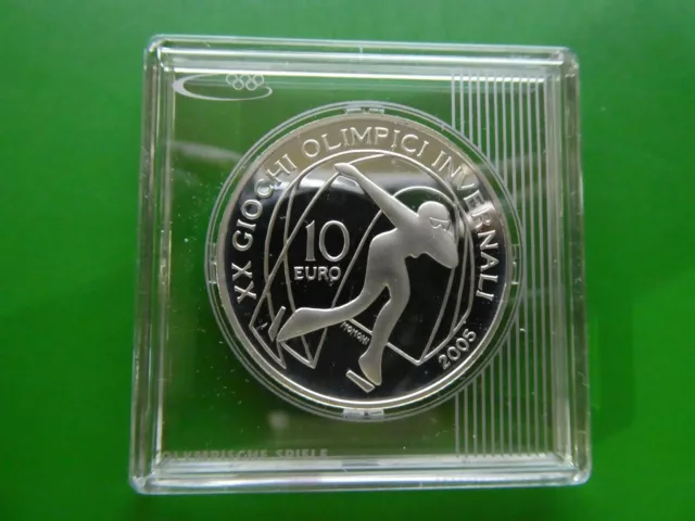 Italien, 10 Euro, 2005, Olympiade - Eisschnelllauf, Silber, PP