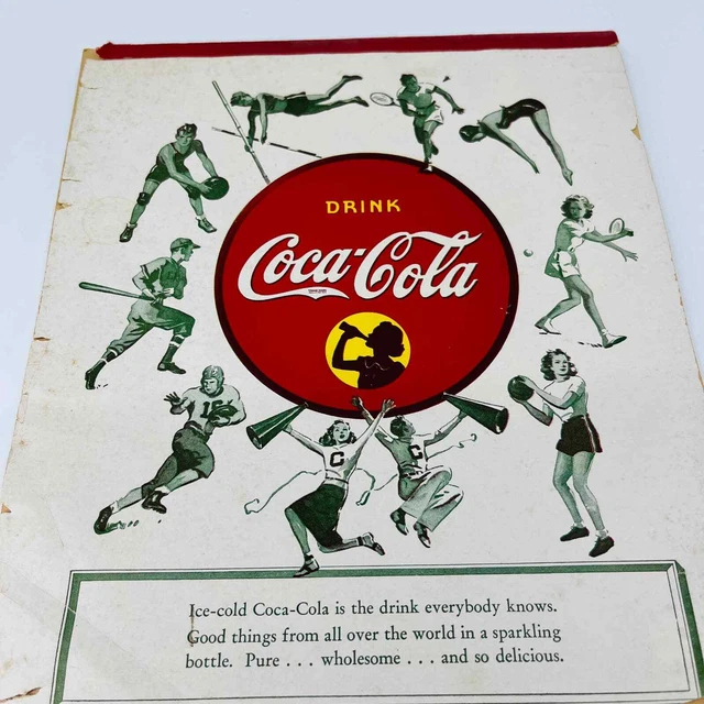 Vintage 1930's Coca-Cola Sports School Essay Lined Paper Note Pad / Notebook C3