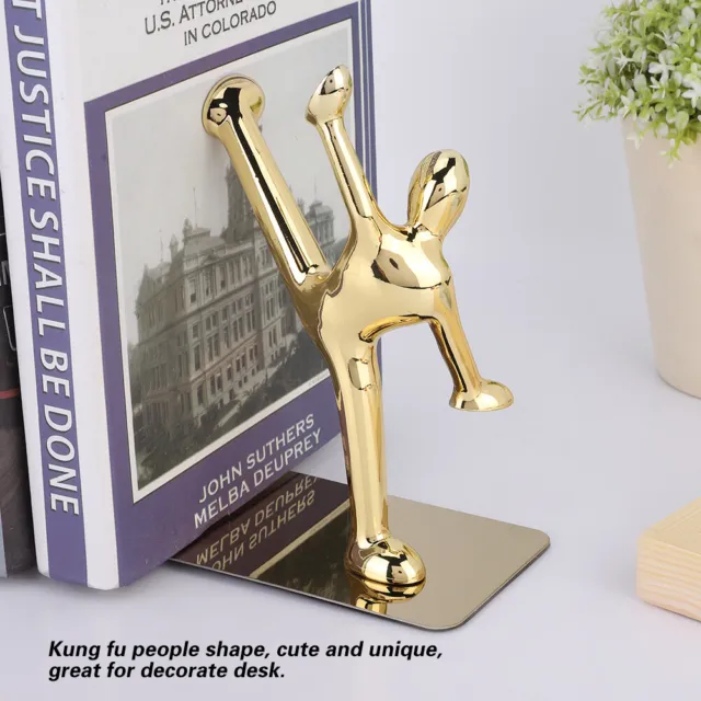 HG 1Pair Stainless Steel Fu Man Shape Book Stand Novelty Book Ends Bookends SL